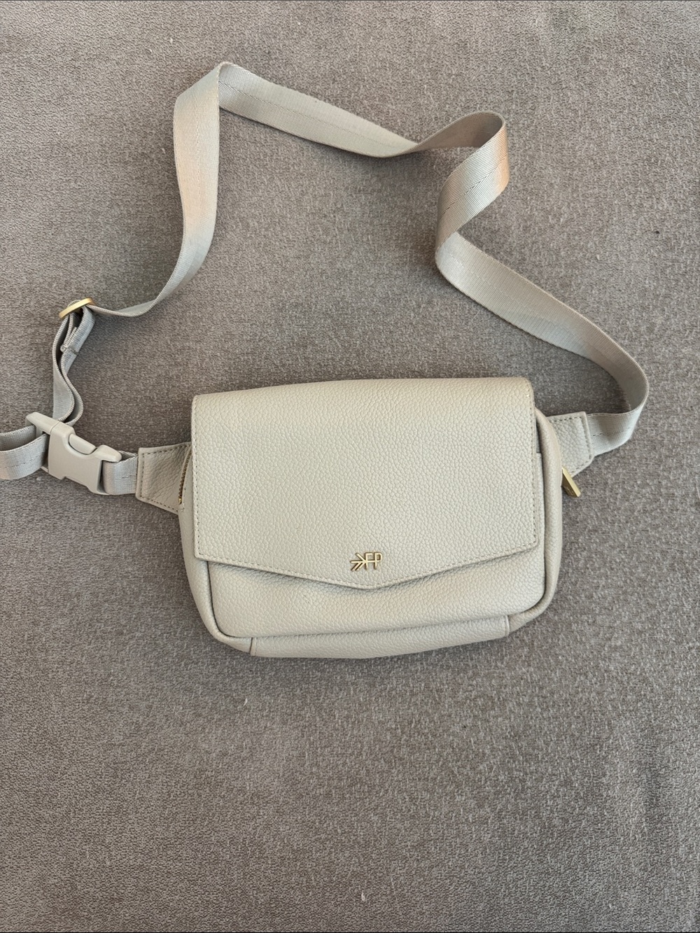 Freshly Picked Cream Crossbody Belt Bag with Gold Accent